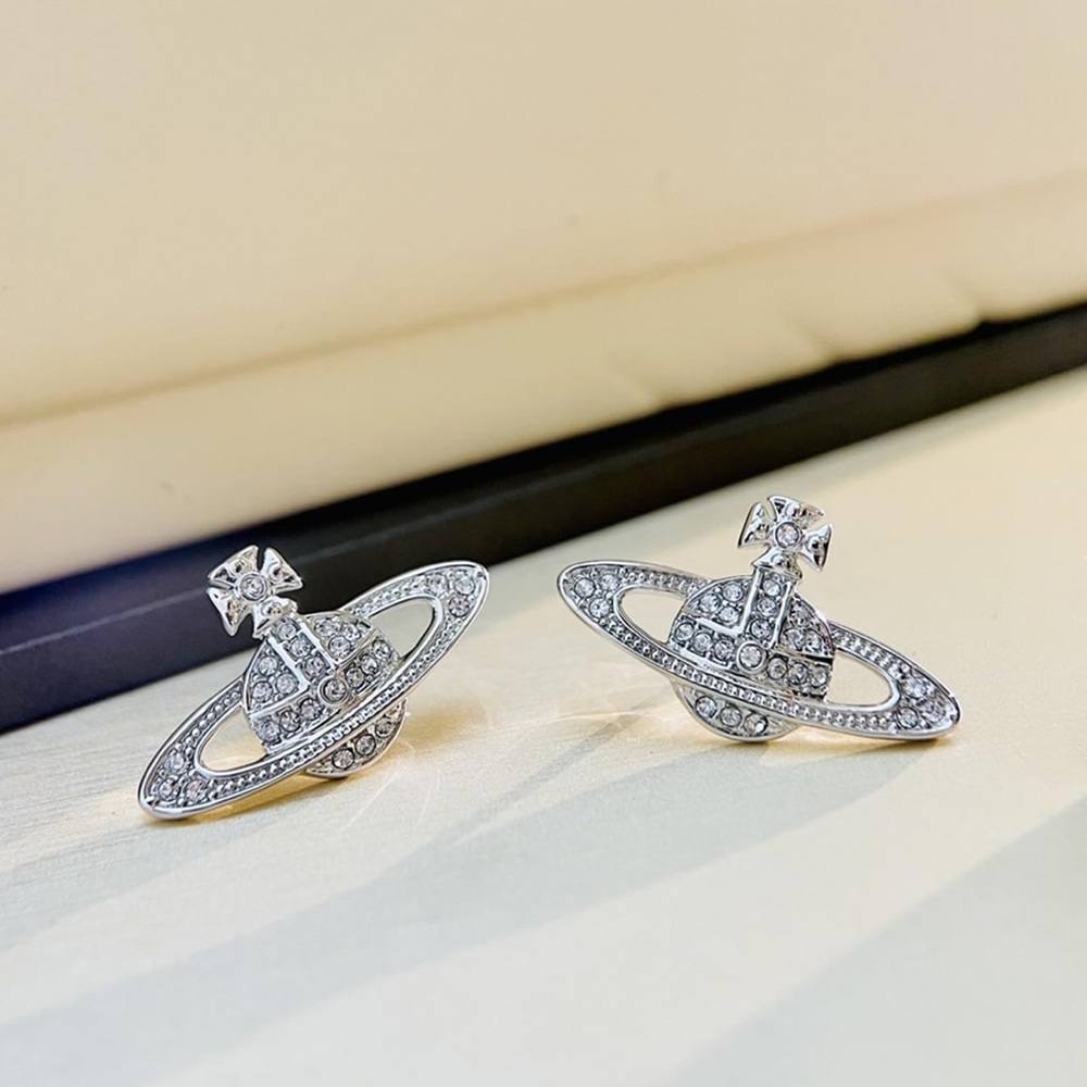 NEW Rhinestone Orb Silver Stud Earrings - Picture 7 of 8